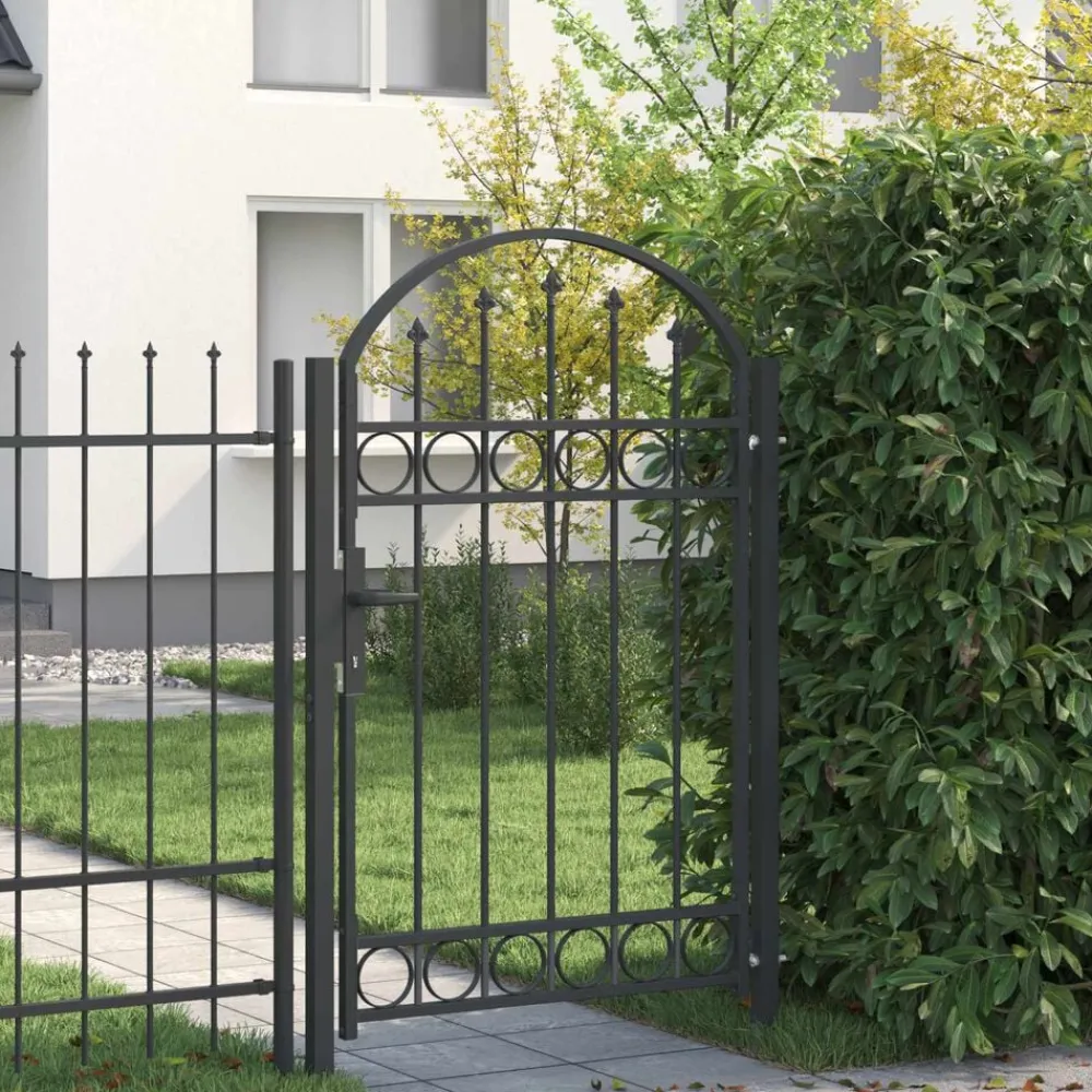 Tuinafscheidingen*vidaXL Hekpoort met slot Assen Grijs 100 x 150 cm Gepoedercoat staal