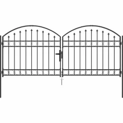 Tuinafscheidingen*vidaXL Hekpoort met slot Assen Grijs 301 x 175,5 cm Staal