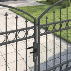 Tuinafscheidingen*vidaXL Hekpoort met slot Assen Grijs 301 x 175,5 cm Staal