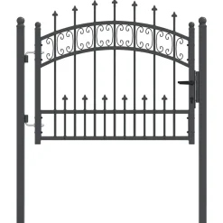 Tuinafscheidingen*vidaXL Hekpoort met Spear Boven Kampen Grijs 103 x 75 cm Staal