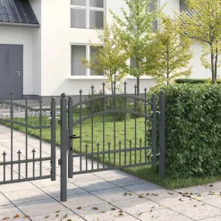 Tuinafscheidingen*vidaXL Hekpoort met Spear Boven Kampen Grijs 103 x 75 cm Staal