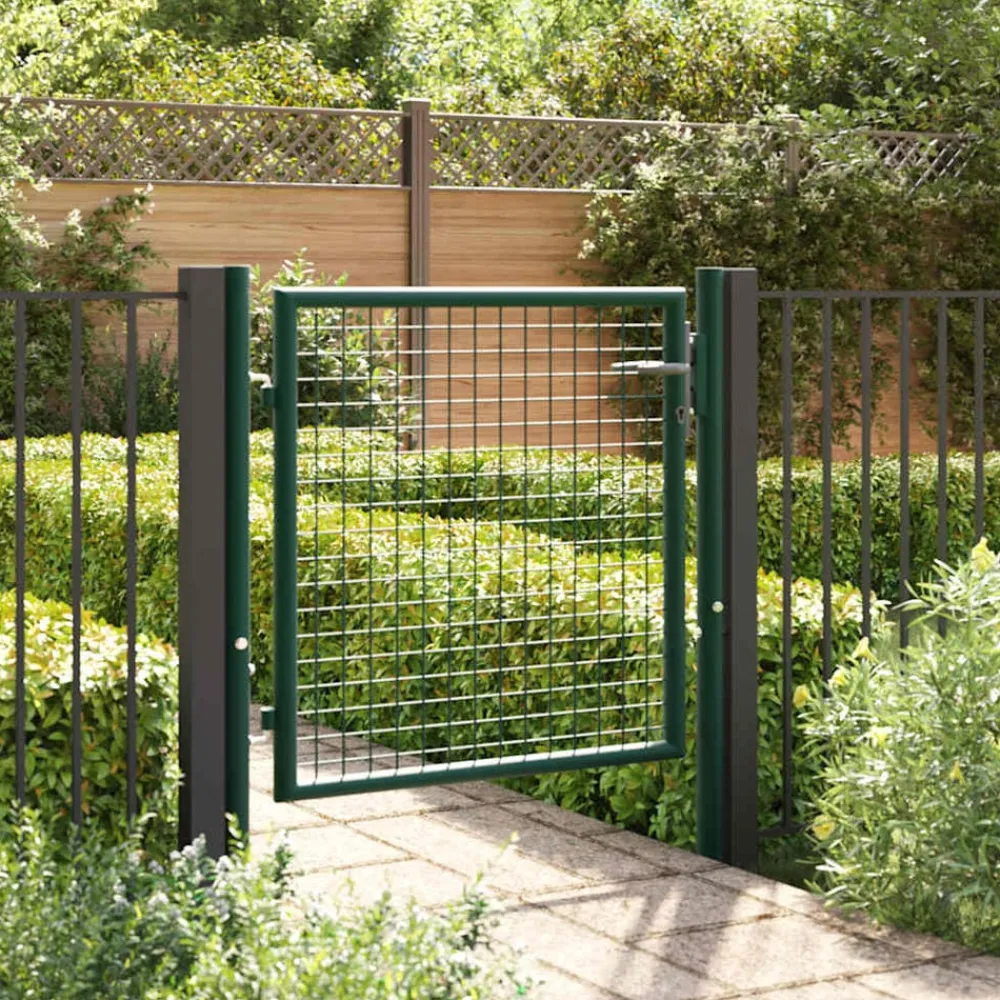Tuinafscheidingen*vidaXL Hekpoort staal 100x75 cm groen