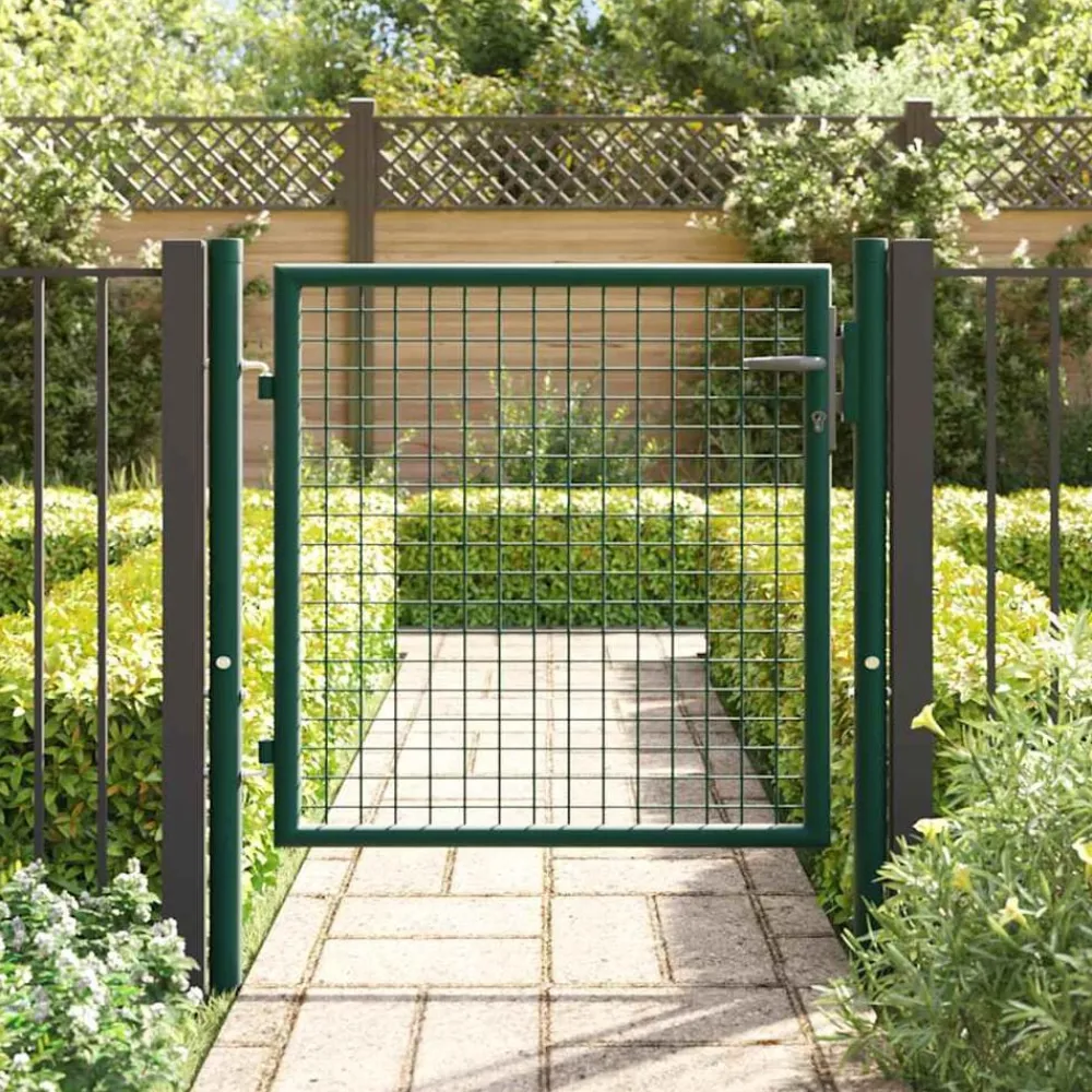 Tuinafscheidingen*vidaXL Hekpoort staal 100x75 cm groen