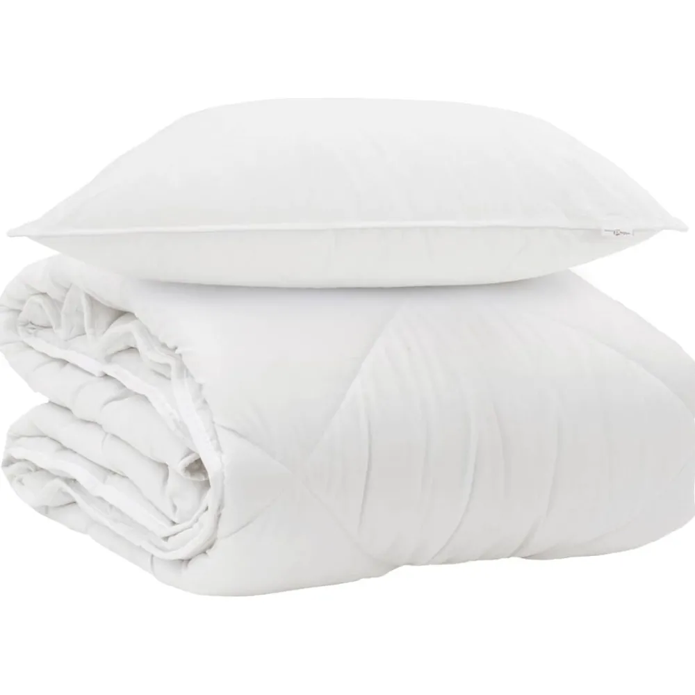 Linnengoed*vidaXL Het Duvet voor Elk Seizoen met kussen 2 pcs Wit Microvezel