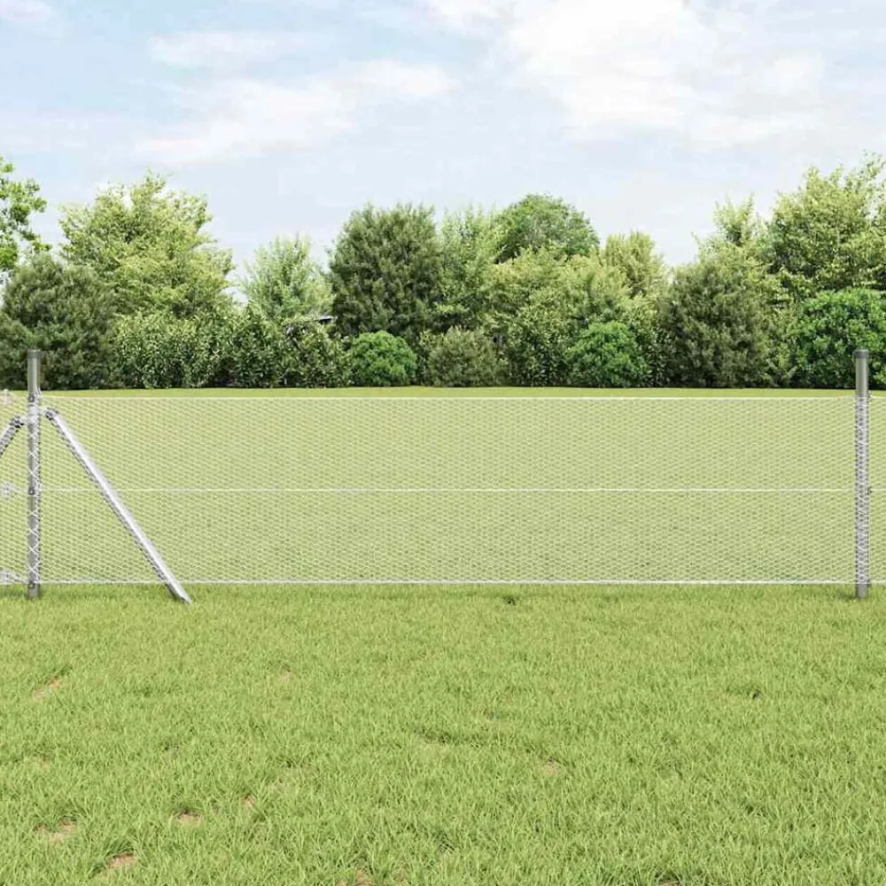 Tuinafscheidingen*vidaXL Hexagon Hek Zilver 0,4 x 10 m Gegalvaniseerd staal