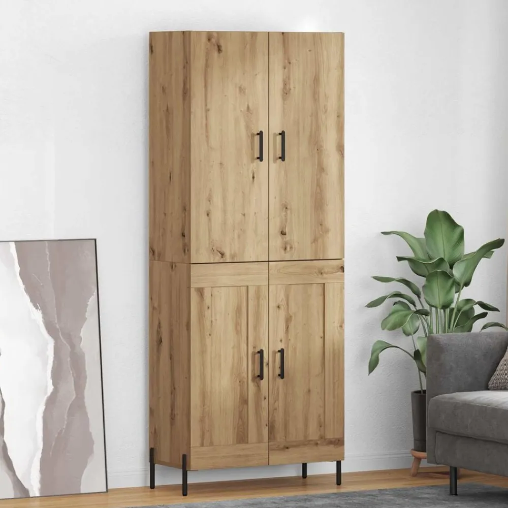Kasten & Opbergmeubelen*vidaXL Highboard Artisan Eiken 69,5 x 34 x 180 cm Bewerkt hout artisanaal eikenkleurig