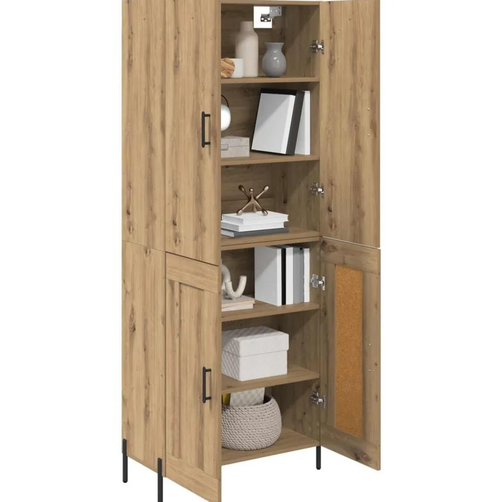 Kasten & Opbergmeubelen*vidaXL Highboard Artisan Eiken 69,5 x 34 x 180 cm Bewerkt hout artisanaal eikenkleurig