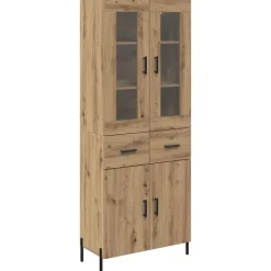 Kasten & Opbergmeubelen*vidaXL Highboard Artisan Eiken 69,5 x 34 x 180 cm Bewerkt hout artisanaal eikenkleurig