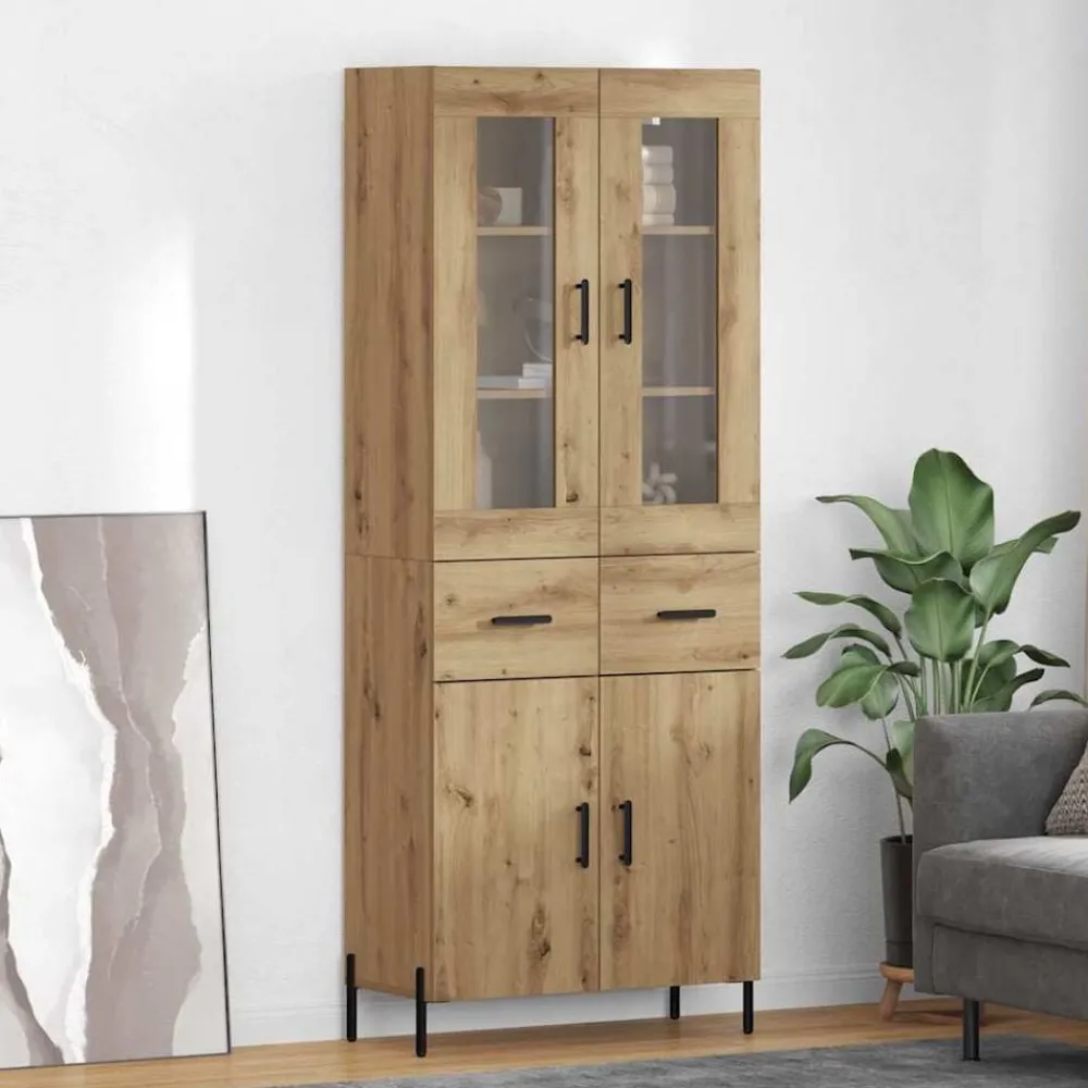 Kasten & Opbergmeubelen*vidaXL Highboard Artisan Eiken 69,5 x 34 x 180 cm Bewerkt hout artisanaal eikenkleurig