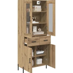 Kasten & Opbergmeubelen*vidaXL Highboard Artisan Eiken 69,5 x 34 x 180 cm Bewerkt hout artisanaal eikenkleurig