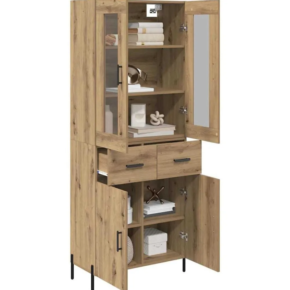 Kasten & Opbergmeubelen*vidaXL Highboard Artisan Eiken 69,5 x 34 x 180 cm Bewerkt hout artisanaal eikenkleurig