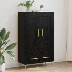 Kasten & Opbergmeubelen*vidaXL Highboard met lade 69,5 x 31 x 115 cm Bewerkt hout Zwart eiken