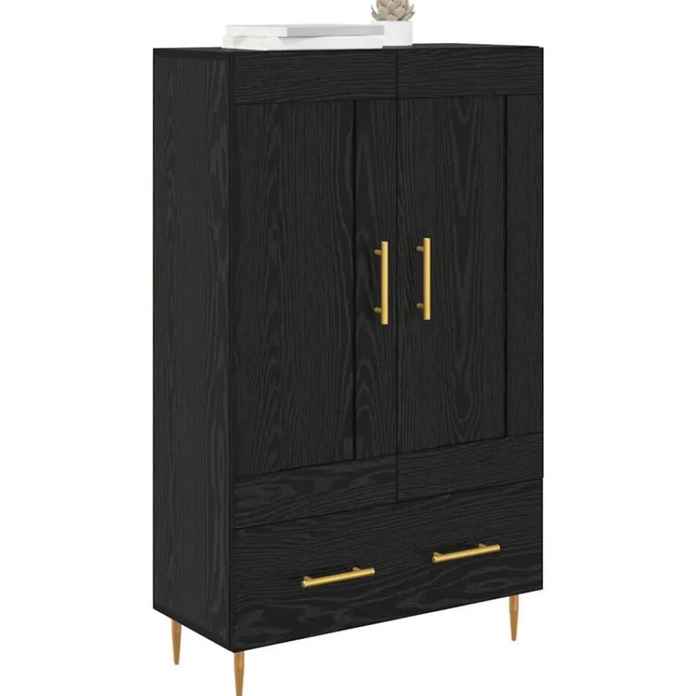 Kasten & Opbergmeubelen*vidaXL Highboard met lade 69,5 x 31 x 115 cm Bewerkt hout Zwart eiken
