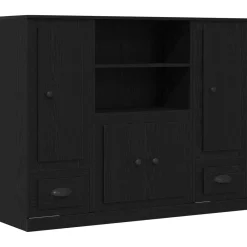 Kasten & Opbergmeubelen*vidaXL Highboard 132 x 35,5 x 103,5 cm Bewerkt hout Zwart eiken