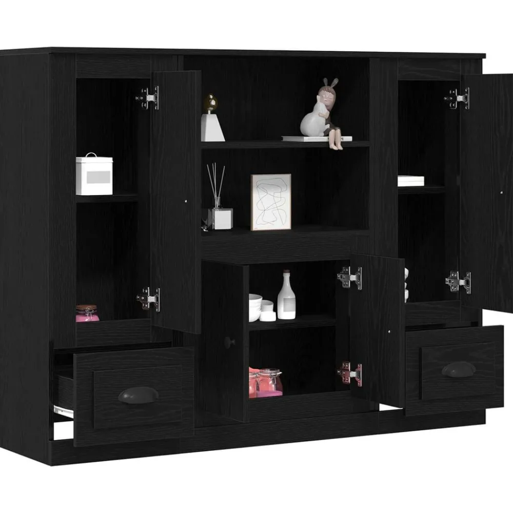 Kasten & Opbergmeubelen*vidaXL Highboard 132 x 35,5 x 103,5 cm Bewerkt hout Zwart eiken