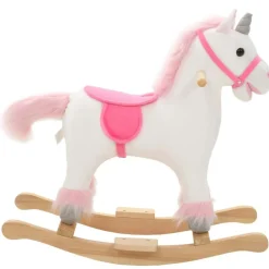 Speelgoed*vidaXL Hobbeldier eenhoorn 65x32x58 cm pluche wit en roze
