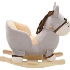Speelgoed*vidaXL Hobbeldier ezel met rugleuning 60x32x55 cm pluche grijs