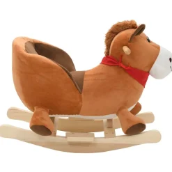 Hobbeldier paard met rugleuning 60x32x50 cm pluche bruin>vidaXL Sale