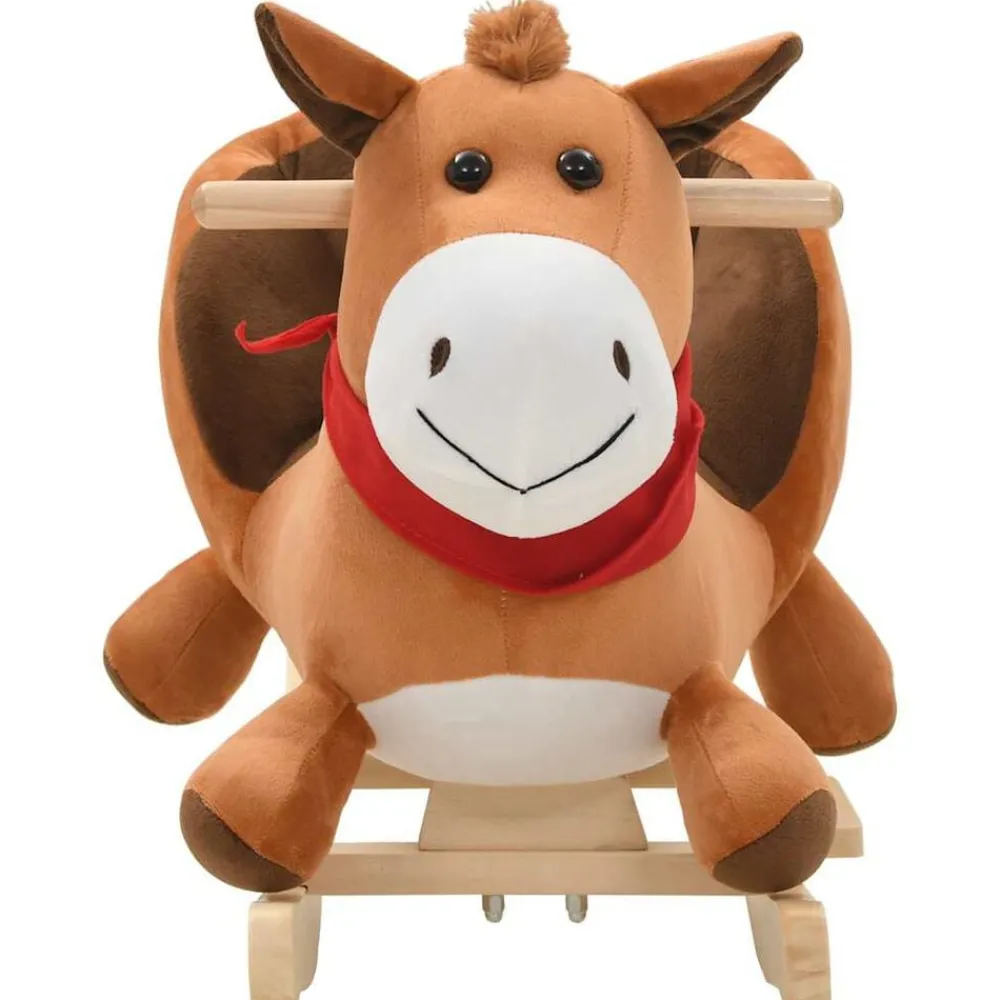 Hobbeldier paard met rugleuning 60x32x50 cm pluche bruin>vidaXL Sale
