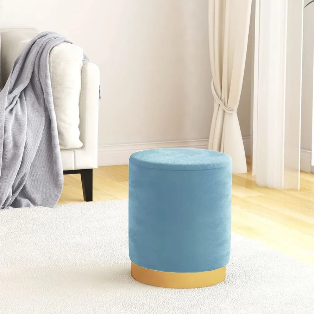Stoelen*vidaXL Hocker met opbergruimte rond fluweel 31 x 37 cm lichtblauw
