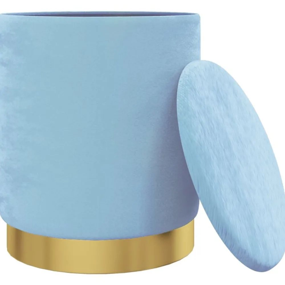 Stoelen*vidaXL Hocker met opbergruimte rond fluweel 31 x 37 cm lichtblauw