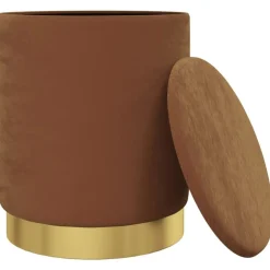 Hocker met opbergruimte rond fluweel 31 x 37 cm><noscript><img width=