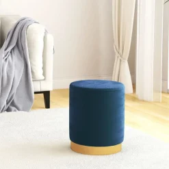 Stoelen*vidaXL Hocker met opbergruimte rond fluweel 31 x 37 cm Blauw