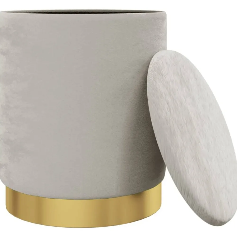 Stoelen*vidaXL Hocker met opbergruimte rond fluweel 31 x 37 cm Lichtgrijs