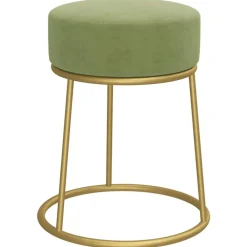 Stoelen*vidaXL Hocker rond fluweel mosterd Groen