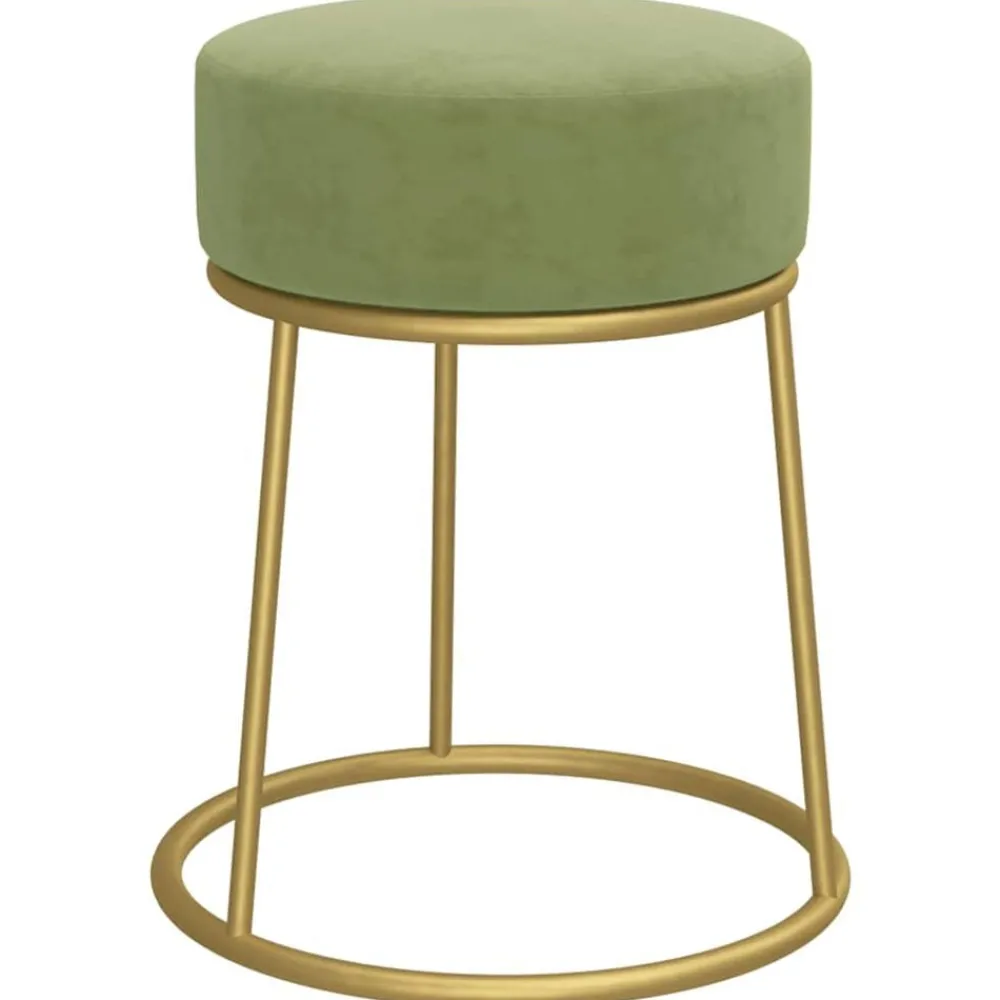Stoelen*vidaXL Hocker rond fluweel mosterd Groen