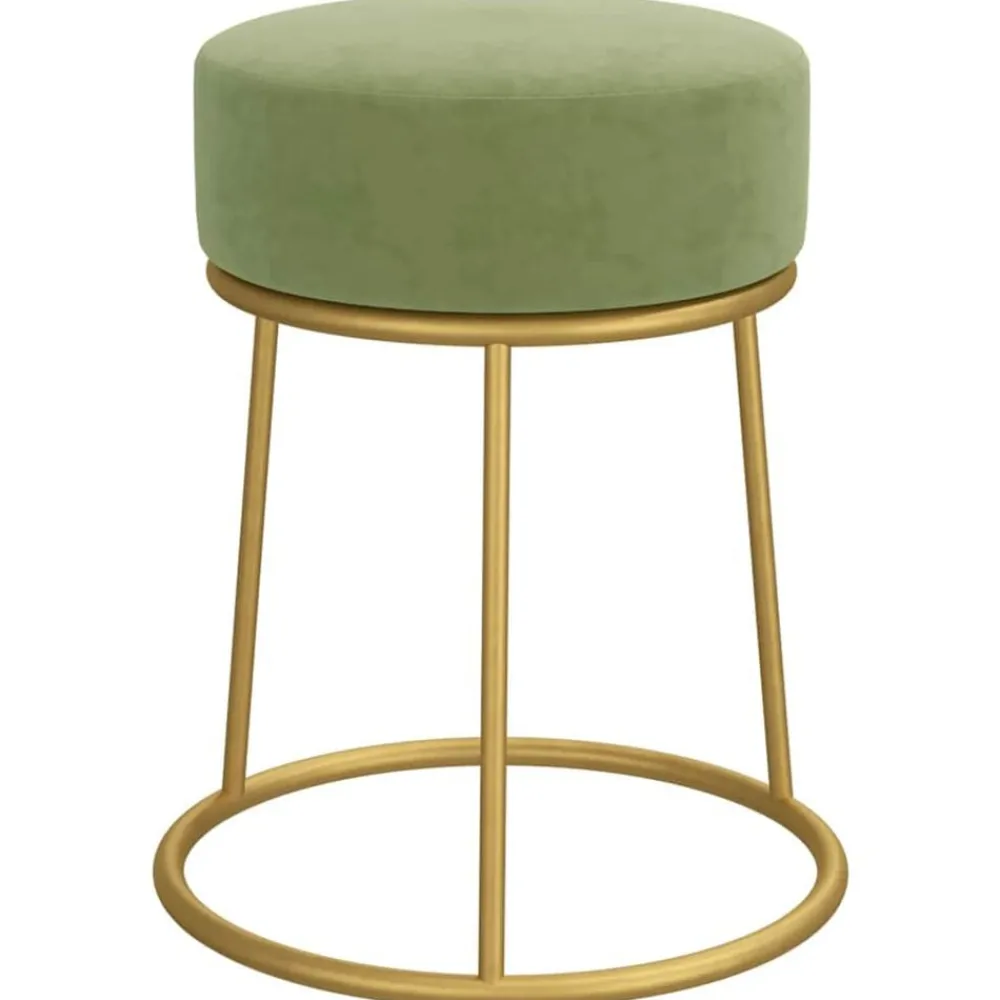 Stoelen*vidaXL Hocker rond fluweel mosterd Groen