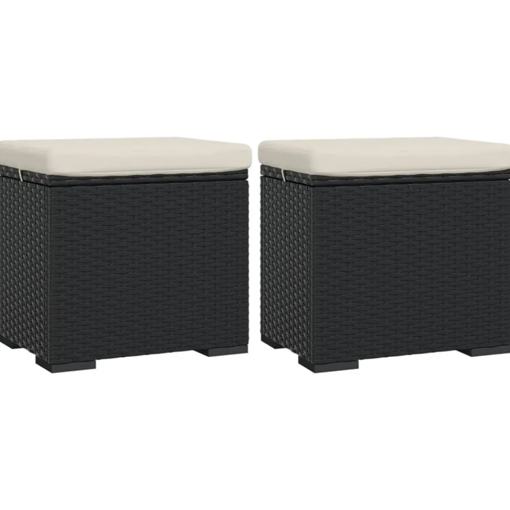 Poefs*vidaXL Hockers met kussens 2 st 40x30x40 cm poly rattan Zwart