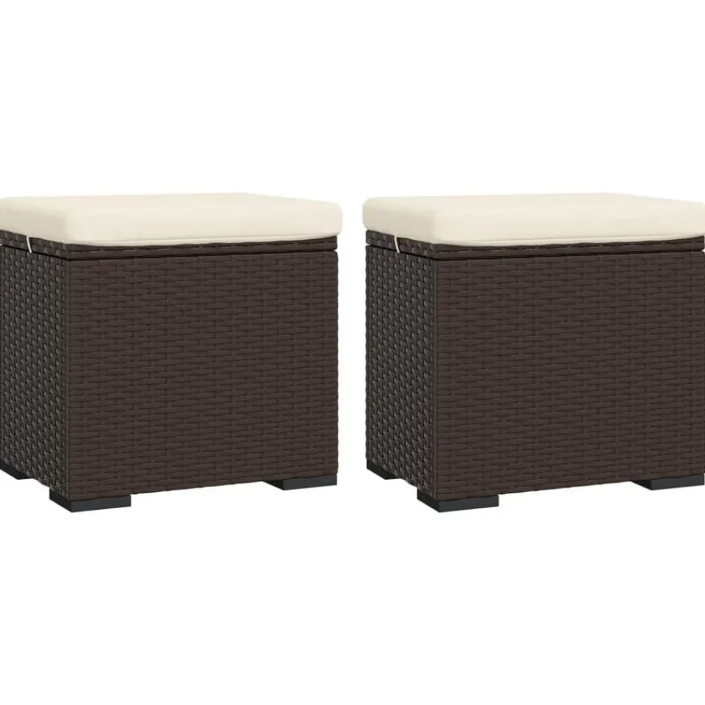 Hockers met kussens 2 st 40x30x40 cm poly rattan>vidaXL Sale
