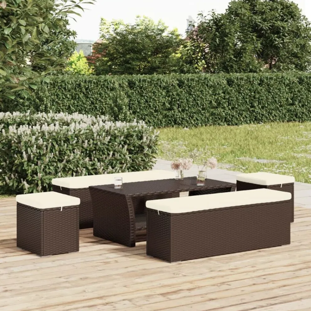 Hockers met kussens 2 st 40x30x40 cm poly rattan>vidaXL Sale