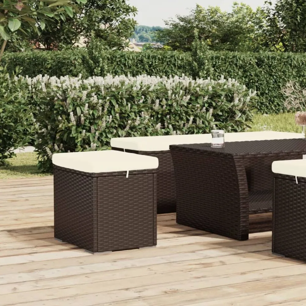Hockers met kussens 2 st 40x30x40 cm poly rattan>vidaXL Sale