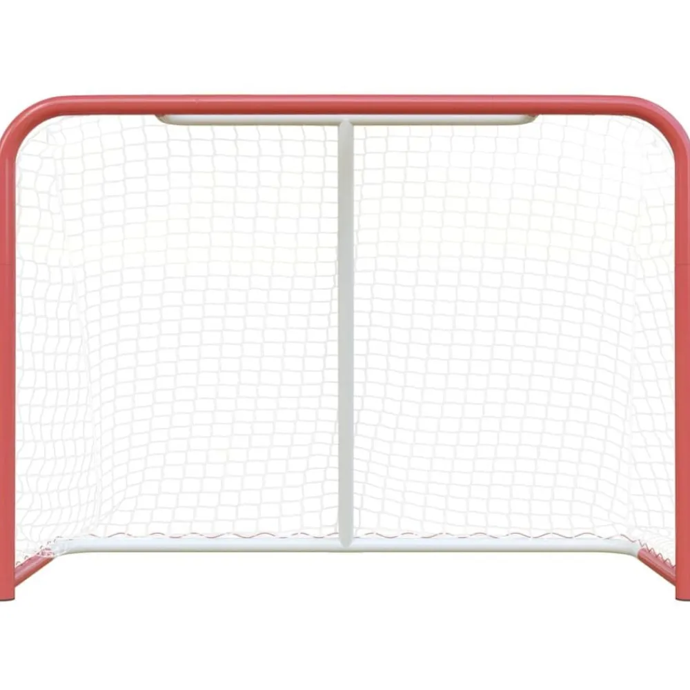 Hockeydoel met net 153x60x118 cm staal en polyester rood en wit>vidaXL Outlet