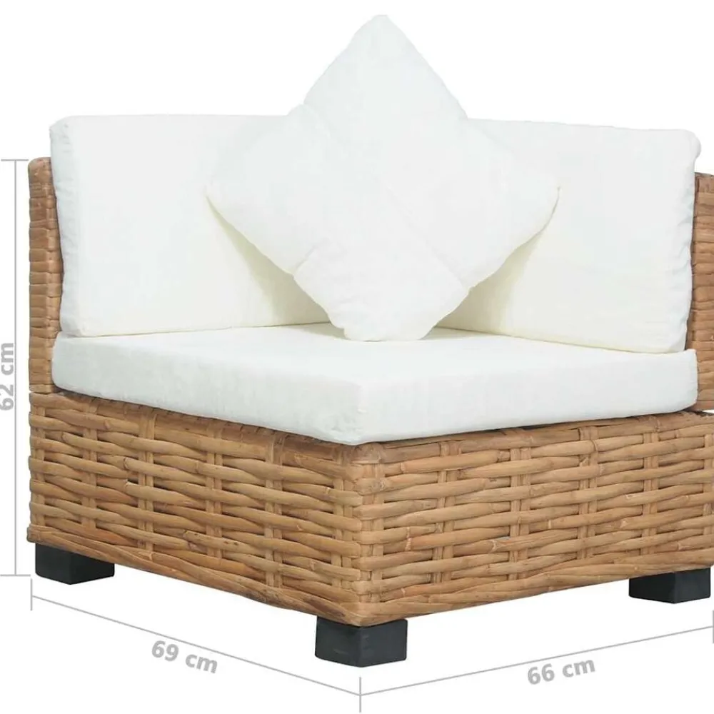 Hoekbank met kussens natuurlijk rattan>vidaXL