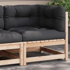 Tuinmeubelen*vidaXL Hoekbank met kussens massief grenenhout Naturel en antraciet