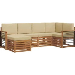 Meubelsets*vidaXL Hoekbank Set 6 pcs Massief Acaciahout Natuurlijk en beige