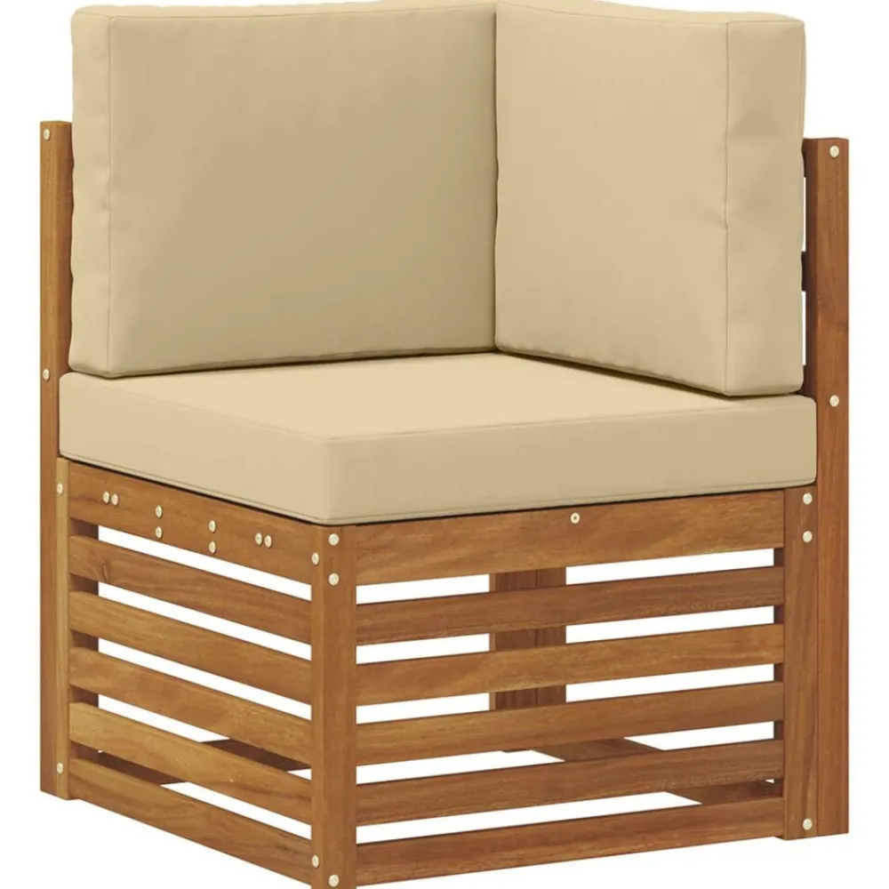 Meubelsets*vidaXL Hoekbank Set 6 pcs Massief Acaciahout Natuurlijk en beige