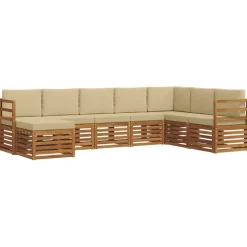Meubelsets*vidaXL Hoekbank Set 8 pcs Massief Acaciahout Natuurlijk en beige
