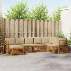 Meubelsets*vidaXL Hoekbank Set 8 pcs Massief Acaciahout Natuurlijk en beige
