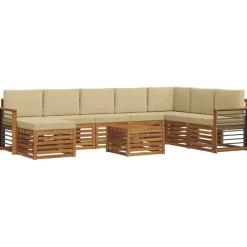 Meubelsets*vidaXL Hoekbank Set 9 pcs Massief Acaciahout Natuurlijk en beige