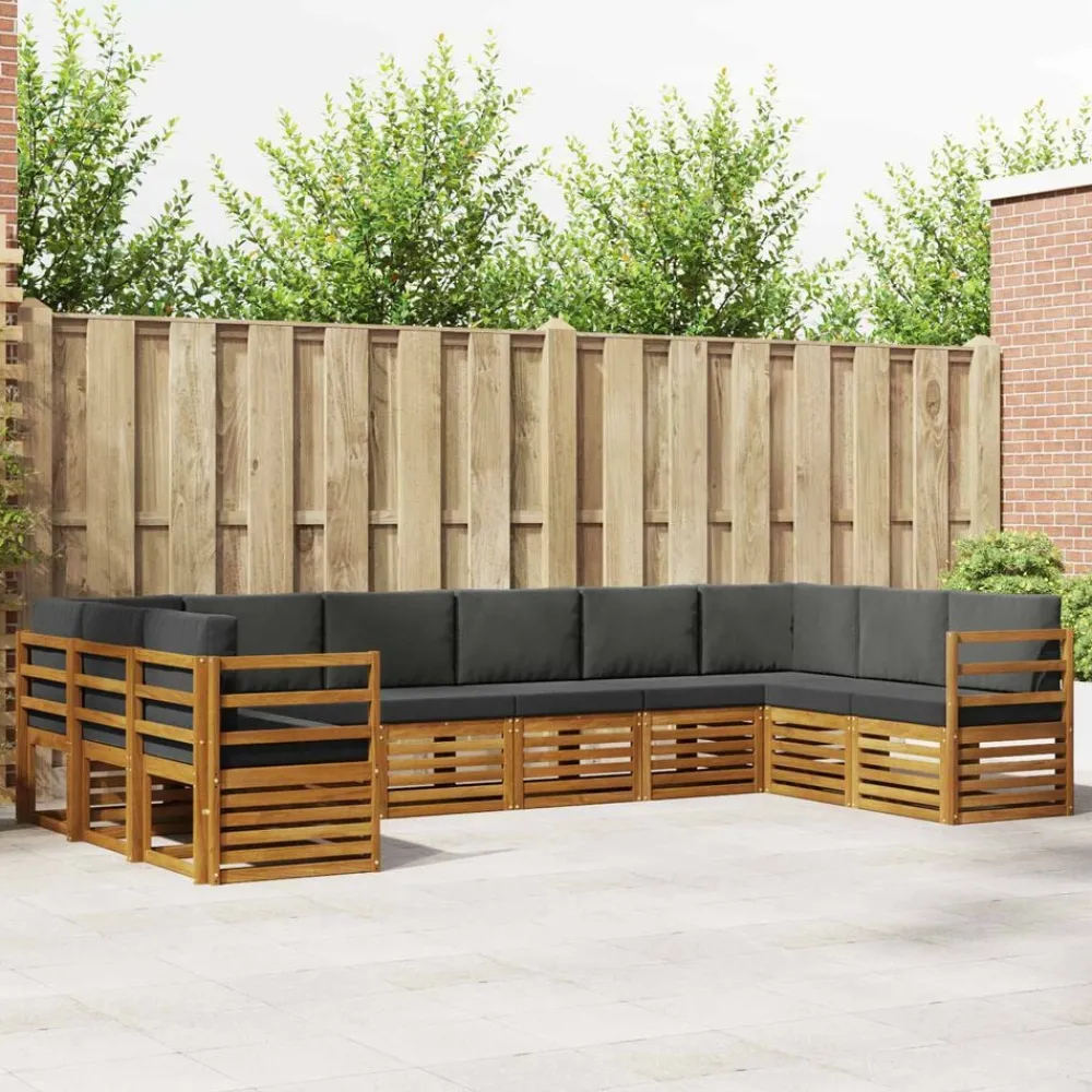 Meubelsets*vidaXL Hoekbank Set 10 pcs Massief Acaciahout Natuurlijk en antraciet