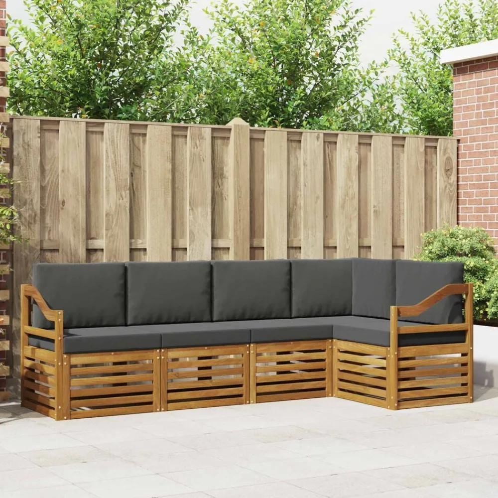 Hoekbank Set 5 pcs Massief Acaciahout>vidaXL Online