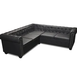 Banken*vidaXL Hoekbank 5-zits Chesterfield-stijl kunstleer Zwart