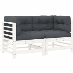 Hoekbanken 2 st met kussens massief grenenhout wit>vidaXL New
