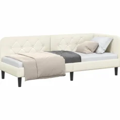 Bedden & Accessoires*vidaXL Hoekbedframe Crème 80 x 200 cm Fluweel Cr&egrave;me