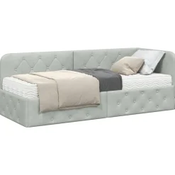 Hoekbedframe 80 x 200 cm Fluweel><noscript><img width=