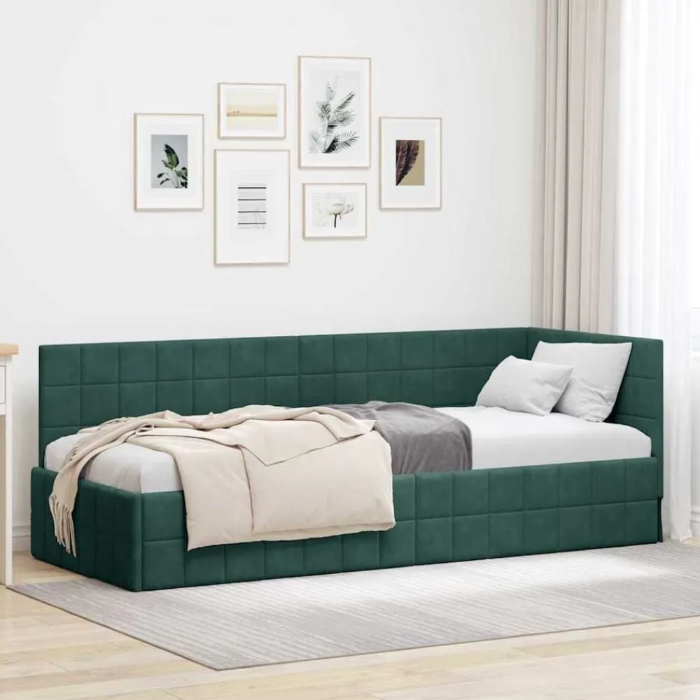 Hoekbedframe met hoofdeinde 80 cm x 200 cm Fluweel>vidaXL
